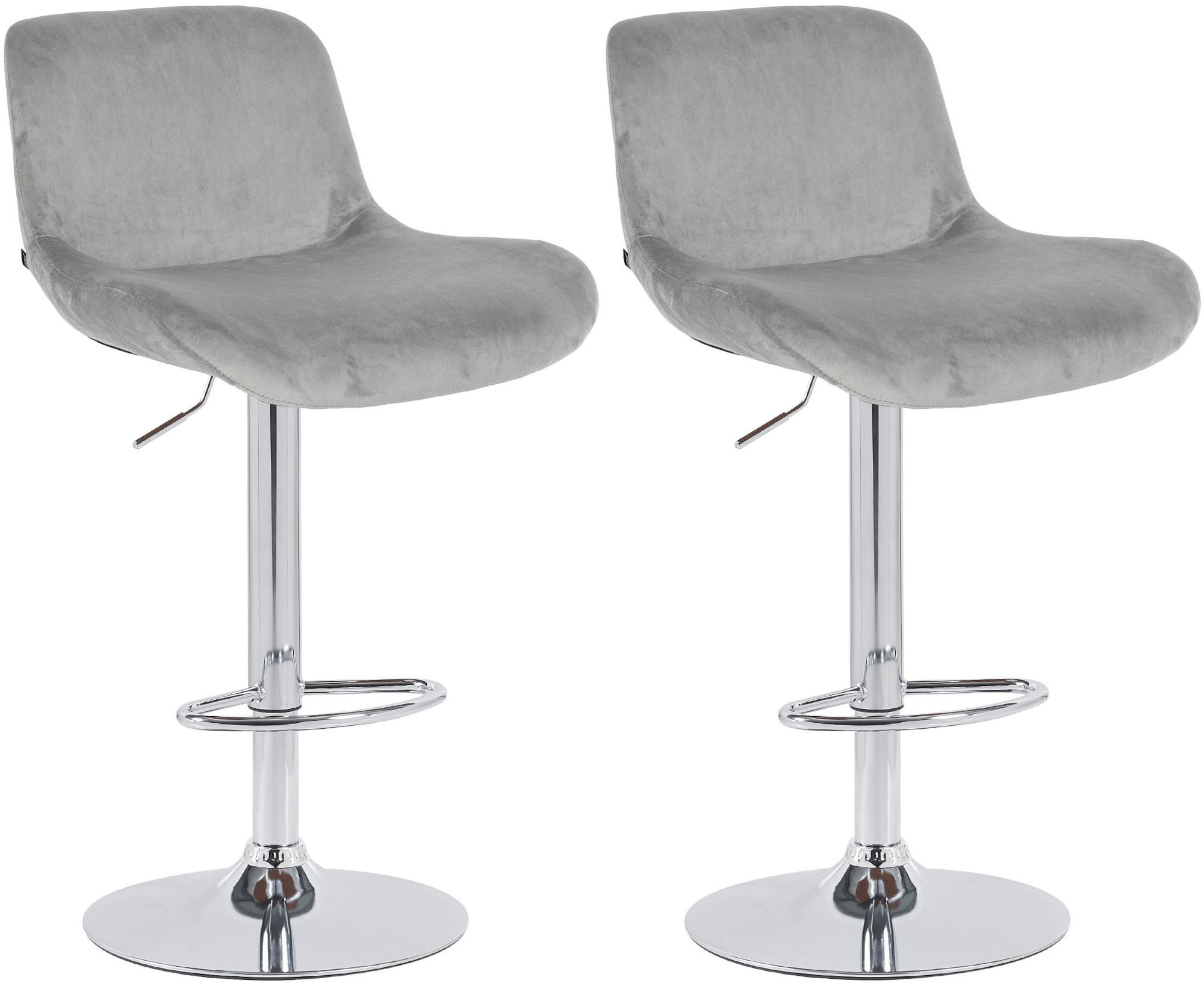 BARHOCKER 2er Set Samt Grau - Chromfarben/Grau, Textil/Metall (50/85/50cm) - CLP