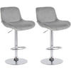 BARHOCKER 2er Set Samt Grau - Chromfarben/Grau, Textil/Metall (50/85/50cm) - CLP