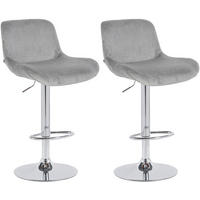 BARHOCKER 2er Set Samt Grau - Chromfarben/Grau, Textil/Metall (50/85/50cm) - CLP