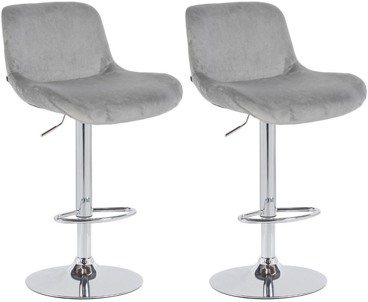 BARHOCKER 2er Set Samt Grau - Chromfarben/Grau, Textil/Metall (50/85/50cm) - CLP