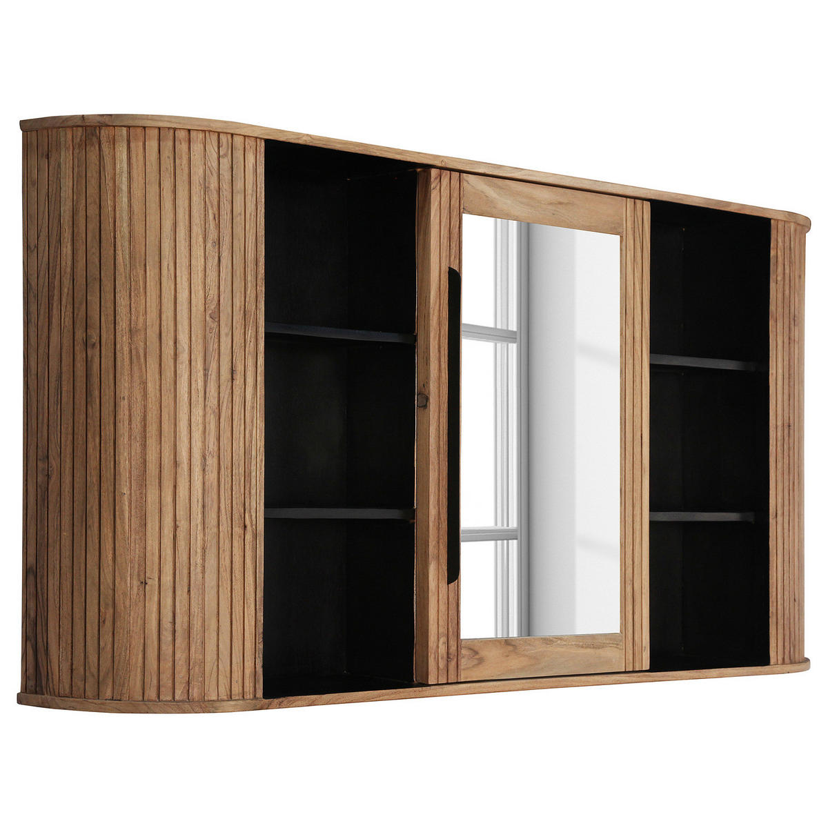 MASSIVER SPIEGELSCHRANK - Akazie massiv - Dunkelgrau, Holz (145/75/20cm) - home24
