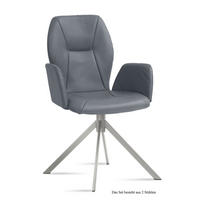 ARMLEHNSTUHL (2er-Set) Dottie 58x92x60 Edelstahl/Grau - Edelstahlfarben/Grau, Kunststoff (60/92/58cm) - 58aufmkessel