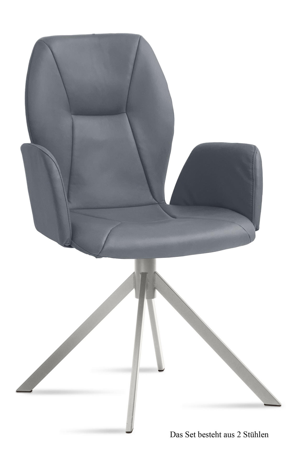 ARMLEHNSTUHL (2er-Set) Dottie 58x92x60 Edelstahl/Grau - Edelstahlfarben/Grau, Kunststoff (60/92/58cm) - 58aufmkessel