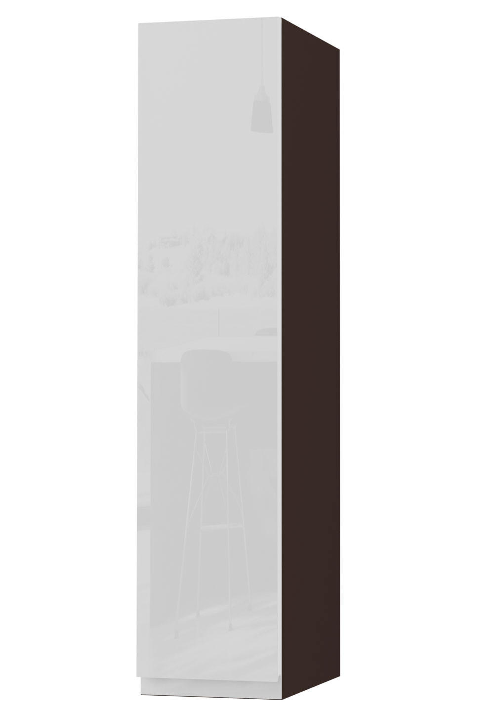 HÄNGESCHRANK Florence W4/20 Lava / RAL 9003 signalweiß HG 20 / 32,5 / 96cm - Türanschlag links - Dunkelgrau/Weiß Hochglanz, Holz/Holzwerkstoff (20/96/32.5cm) - Feldmann-Wohnen