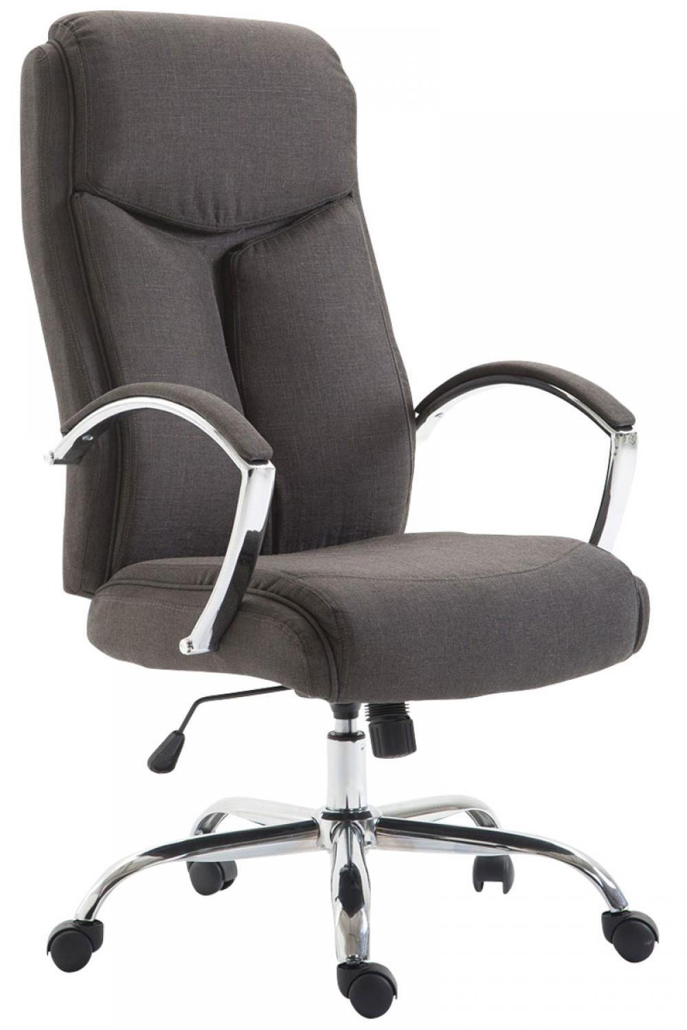 CHEFSESSEL Stoff dunkelgrau - Chromfarben/Dunkelgrau, Textil/Metall (65/115/73cm) - CLP