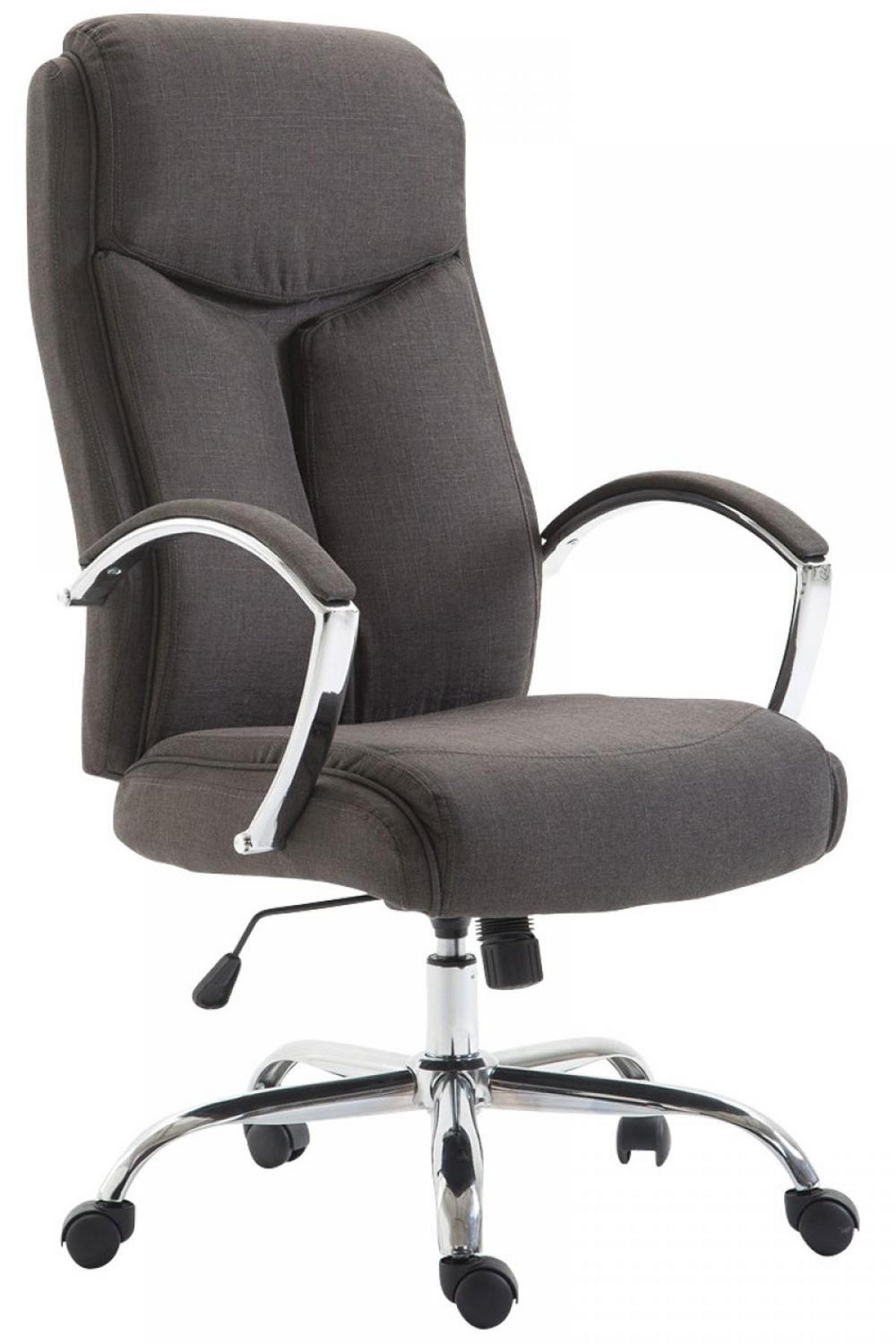 CHEFSESSEL Stoff dunkelgrau - Chromfarben/Dunkelgrau, Textil/Metall (65/115/73cm) - CLP