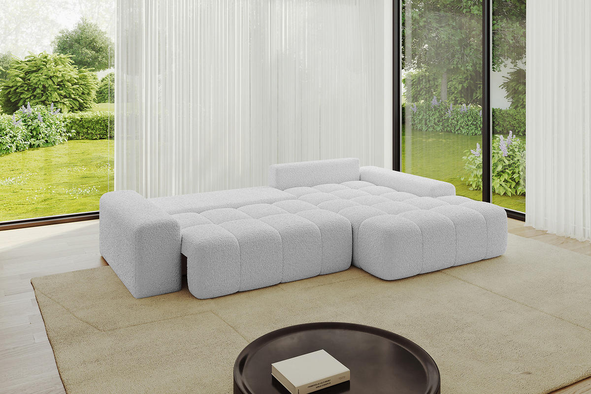 ECKSOFA Ottomane Rechts ENSI-L - 267x164x88 cm Hellgrau - Hellgrau, Holzwerkstoff/Kunststoff (164/267cm) - ALTDECOR