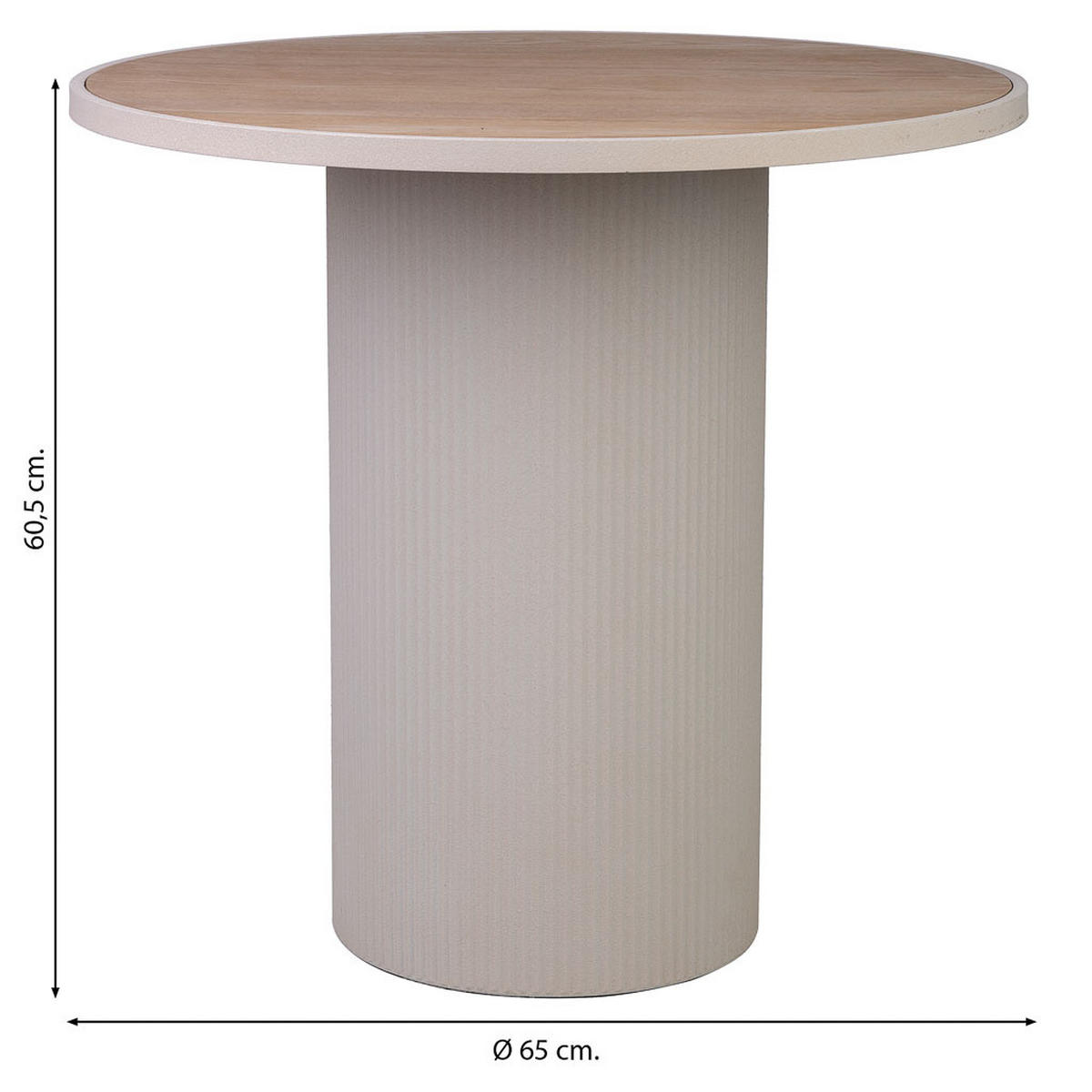 TISCH aus Metall und Holz, 65x61cm - Beige, Metall (65/65/60.5cm) - Wanderlust