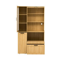 HIGHBOARD 98/40/177 cm mit verstellbaren Einlegeböden, Schublade und Ausziehfläche aus MDF, Natur - Naturfarben, Holzwerkstoff (98/177/40cm) - Redom