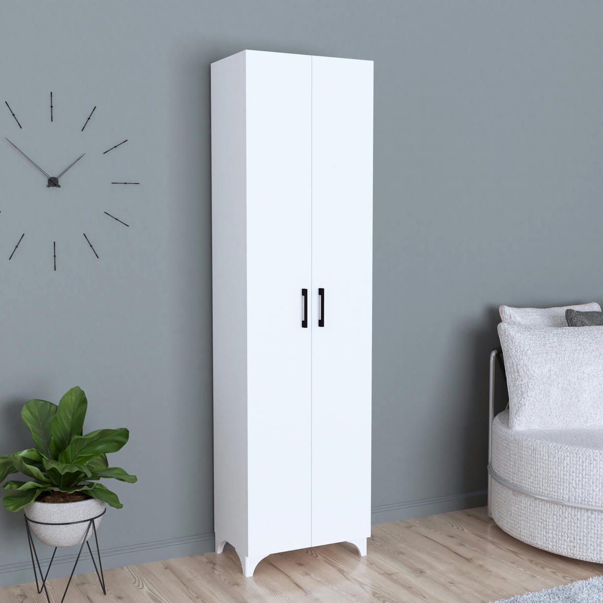 MEHRZWECKSCHRANK Strömsund - Weiß, Holzwerkstoff (48.5/177.5/32cm) - [en.casa]