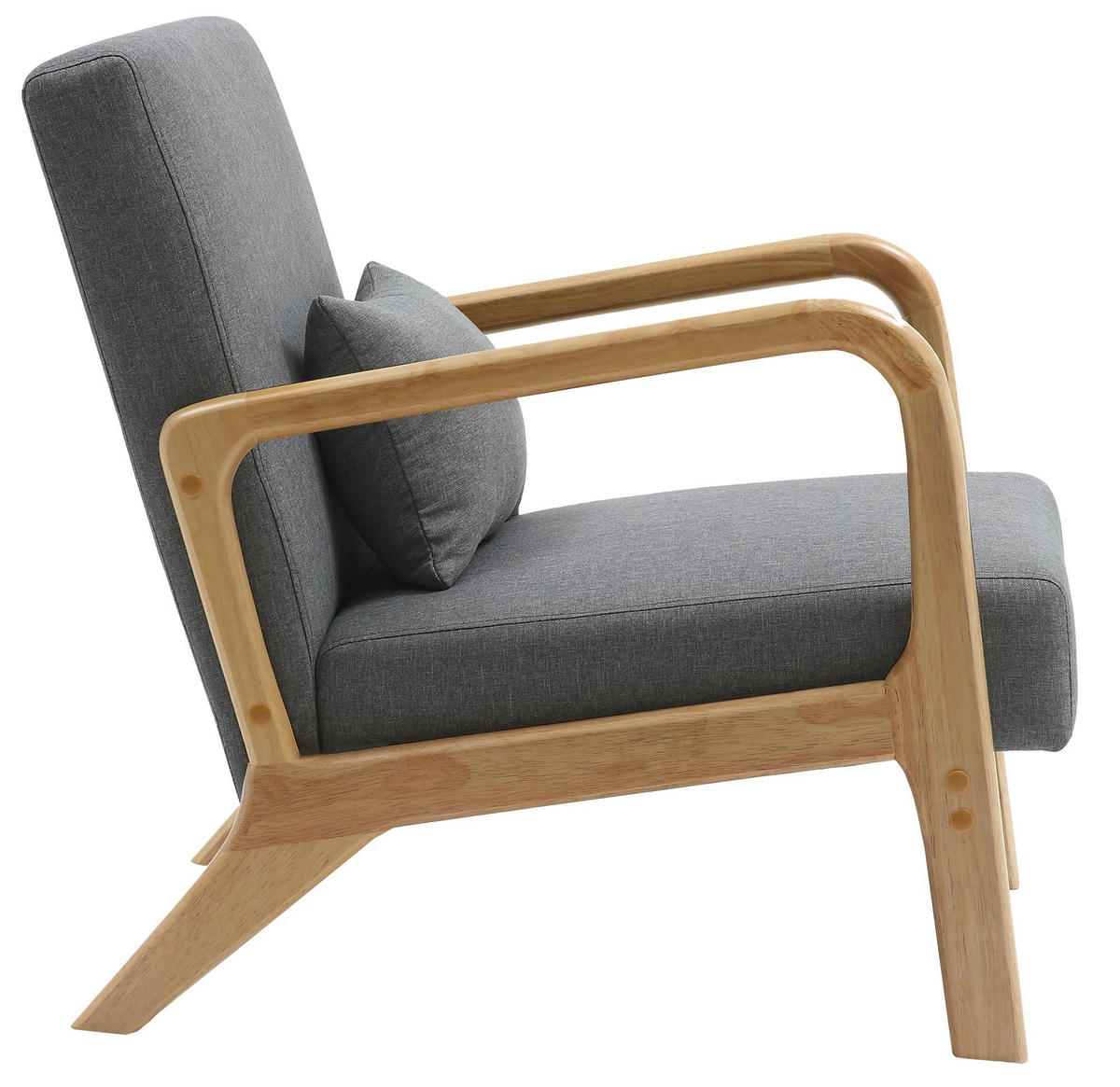 SESSEL Holz hellgrau - Eukalyptusholzfarben/Hellgrau, Holz/Textil (64/74/80cm) - CLP