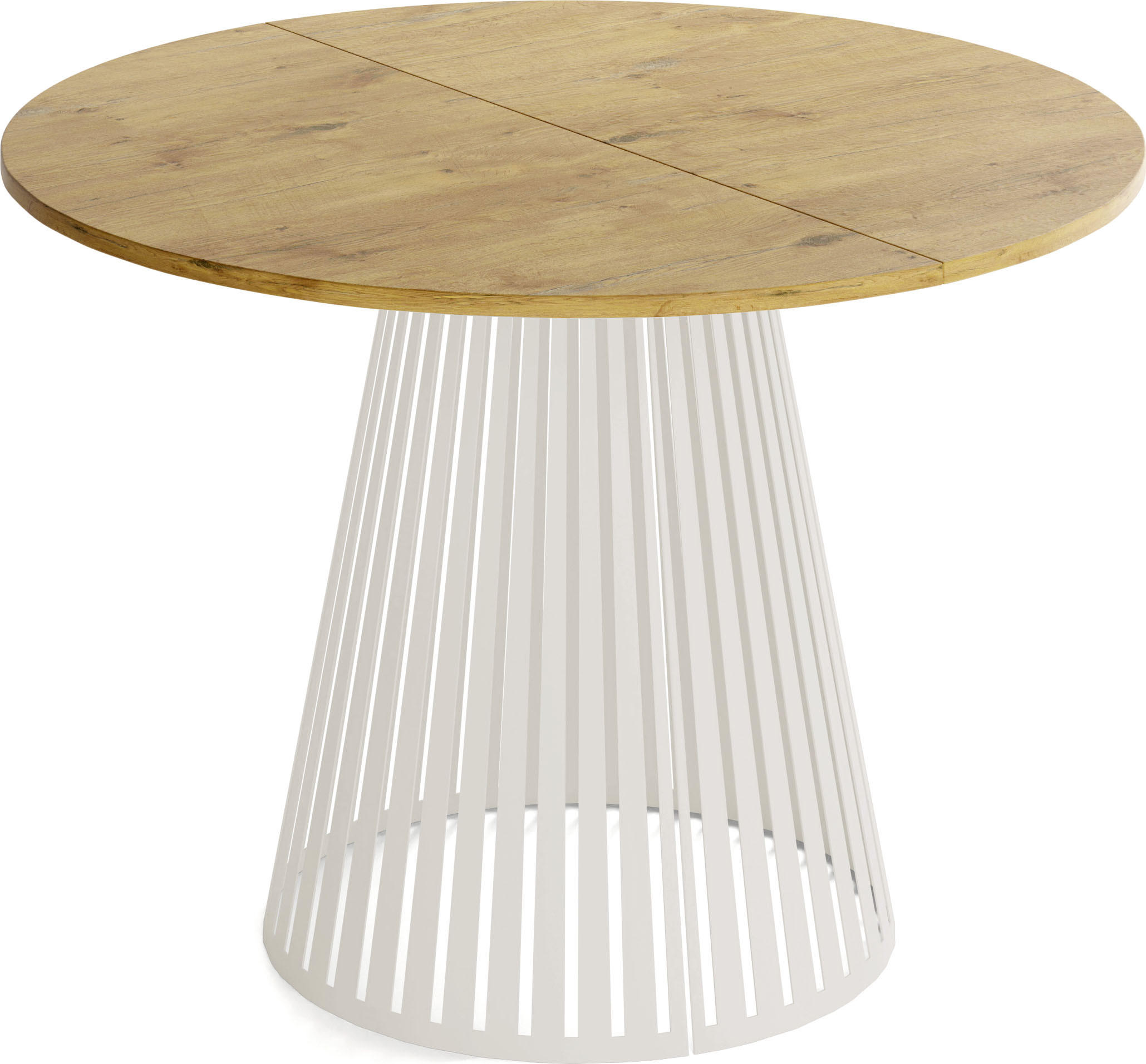 ESSTISCH Naro rund ausziehbar mit Lamellen-Metallgestell in Beige Kaschmir, Braun 120-200/120/76 cm - Kaschmir/Eichefarben, Holzwerkstoff/Metall (120/120/76cm) - WFL GROUP