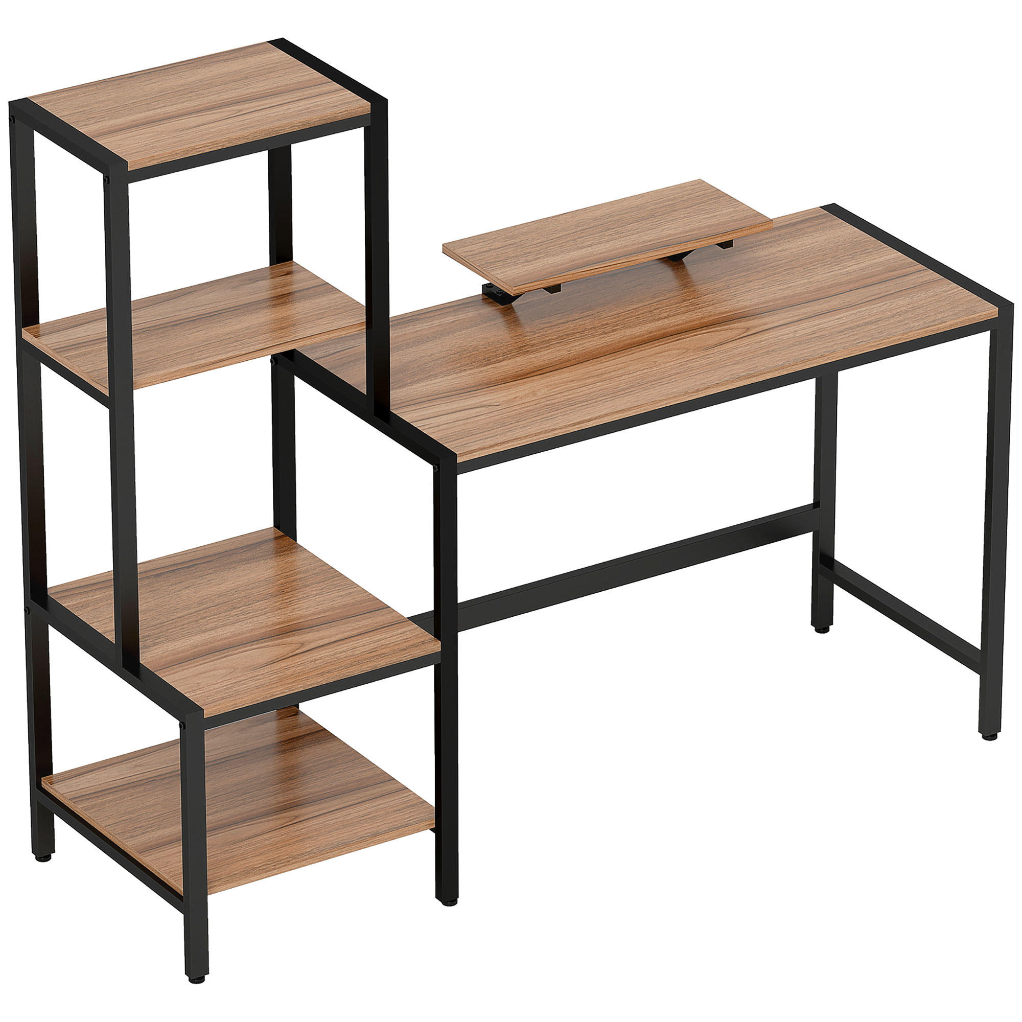 SCHREIBTISCH Computertisch mit Monitorständer, CPU-Ständer, 150 x 48 x 125 cm, Braun - Braun, Holzwerkstoff (150/48/125cm) - HOMCOM