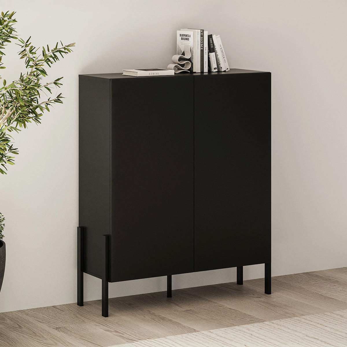 SIDEBOARD Bérénice Černá - černá, kompozitní dřevo (114/135/40cm) - Petits-meubles