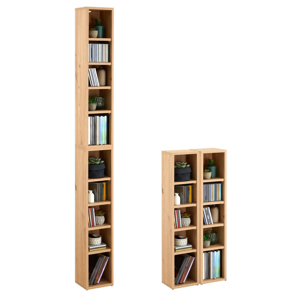 CD/DVD- REGAL CHART - Eiche Artisan, Holzwerkstoff (20/186/17cm) - CARO-Möbel