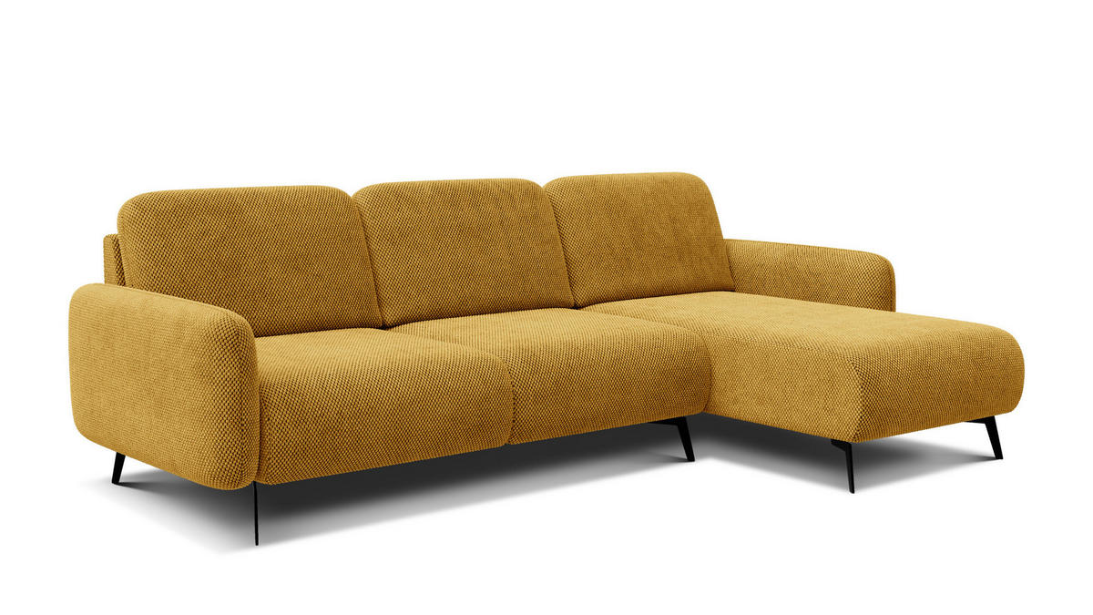 ECKSOFA FEBE 4-Sitzer rechts, dunkelgelb - Gelb/Schwarz, Holz/Textil (264/157cm) - Courtois Laville