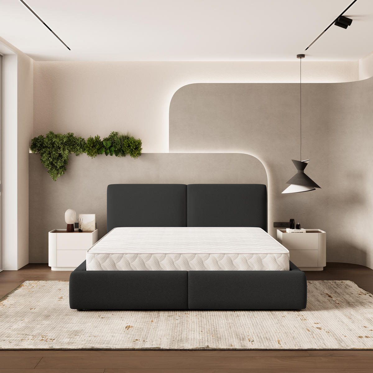 ČALOUNĚNÁ Postel FELURO 160x200 cm Černá - černá, kompozitní dřevo/textil (160/200cm) - MASSENO