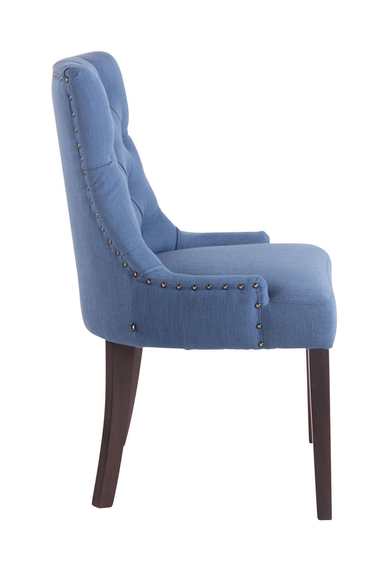 ESSZIMMERSTUHL Aboli Stoff, antik Blau - Blau/Dunkelbraun, Holz/Textil (55/92/58cm) - TPFLiving