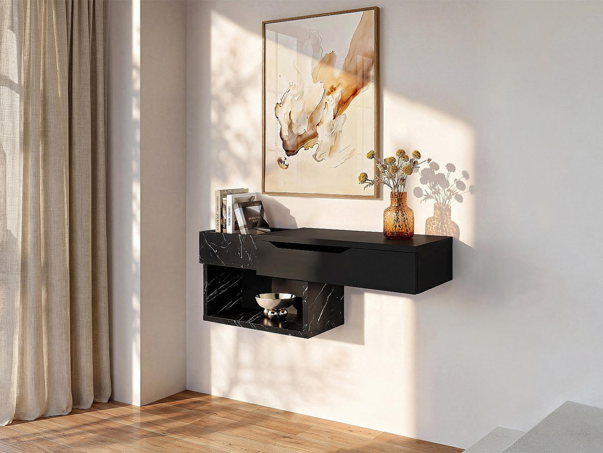 KONSOLENTISCH - 90 cm x 29.6 cm - holz - schwarz Dareka - Schwarz, Holz (29/90/33.2cm) - Vente-Unique