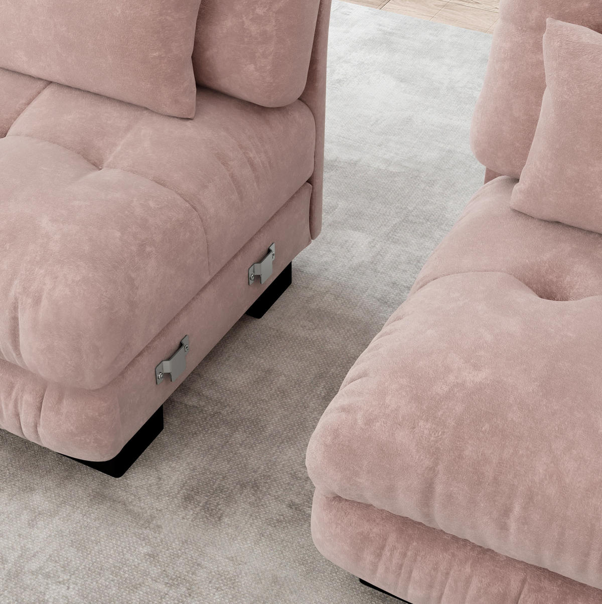 SOFA modulares Design Tiefensitz Chenille Pink - Pink, Kunststoff (77/81/406cm) - Meubliv