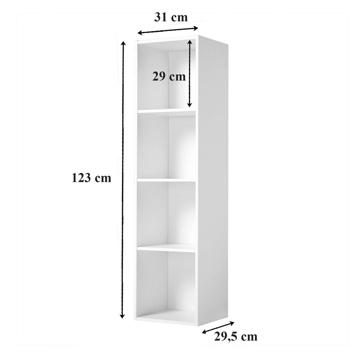 MÖBEL mit 4 Fächern 31,1/29,5/122,5 cm - Weiß, Holzwerkstoff (30.9/122.5/30.9cm) - Calicosy