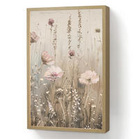NÁSTĚNNÁ LAMPA S AKUMULÁTOREM Květiny - růžová - moderní - béžová 40x60 cm - starorůžová, kompozitní dřevo (40/60/8cm) - OnlyWow