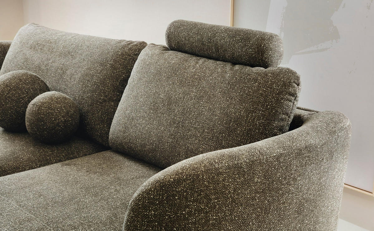 ECKSOFA VICO Grün Velours-Stoff mit Schlaffunktion - Grün, Holz (260/183cm) - MASSENO