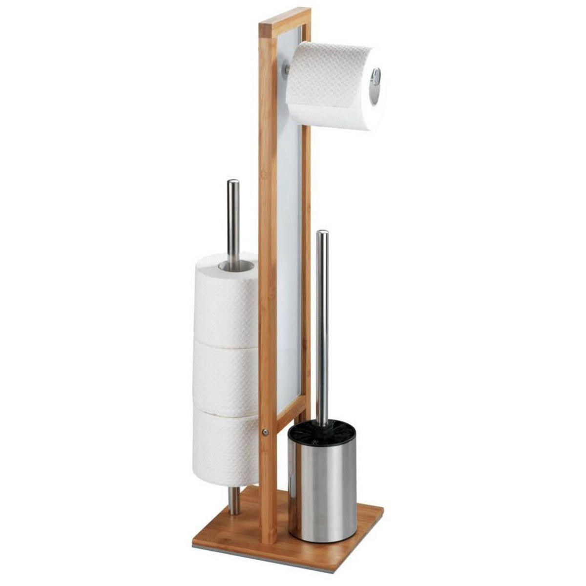 WC-GARNITUR 3in1 Rivalta 23/18/70 cm - Silberfarben, Naturmaterialen (18/70/23cm) - Wenko
