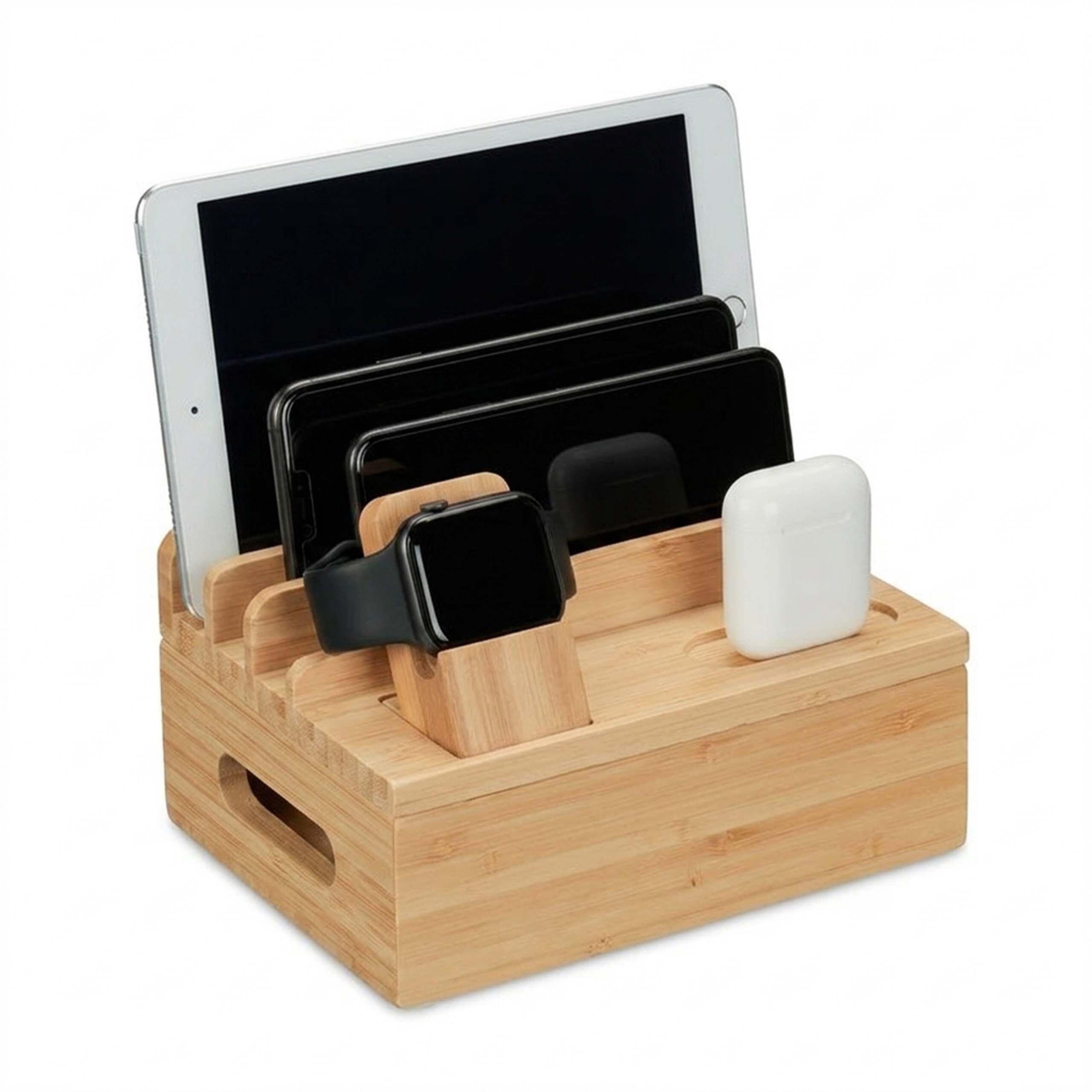 LADESTATION - Hellbraun, Holz (13/17/11cm) - Relaxdays