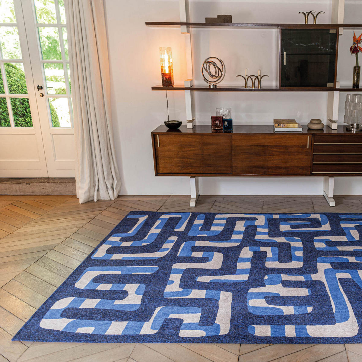 TEPPICH Ultramarine Craft Kuba 240/340 cm - Blau, Naturmaterialien/Textil (240/340cm) - Louis De Poortere