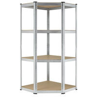 ECKREGAL Lagerregal Corner Easy verzinkt 160x75x75 cm - Silberfarben, Metall (80/160/40cm) - Juskys