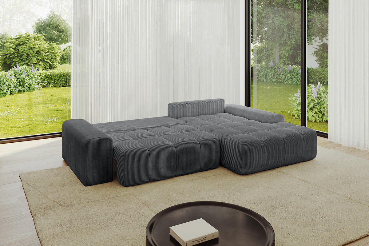 ECKSOFA Ottomane Rechts ENSI-L - 267x164x88 cm Dunkelgrau - Dunkelgrau, Holzwerkstoff/Kunststoff (164/267cm) - ALTDECOR