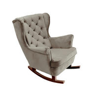 SCHAUKELSESSEL mit gepolstertem Sitz und Armlehnen, 102x81x95 cm, Grau_29843 - Braun/Grau, Holz/Textil (81/102/95cm) - DomoHome