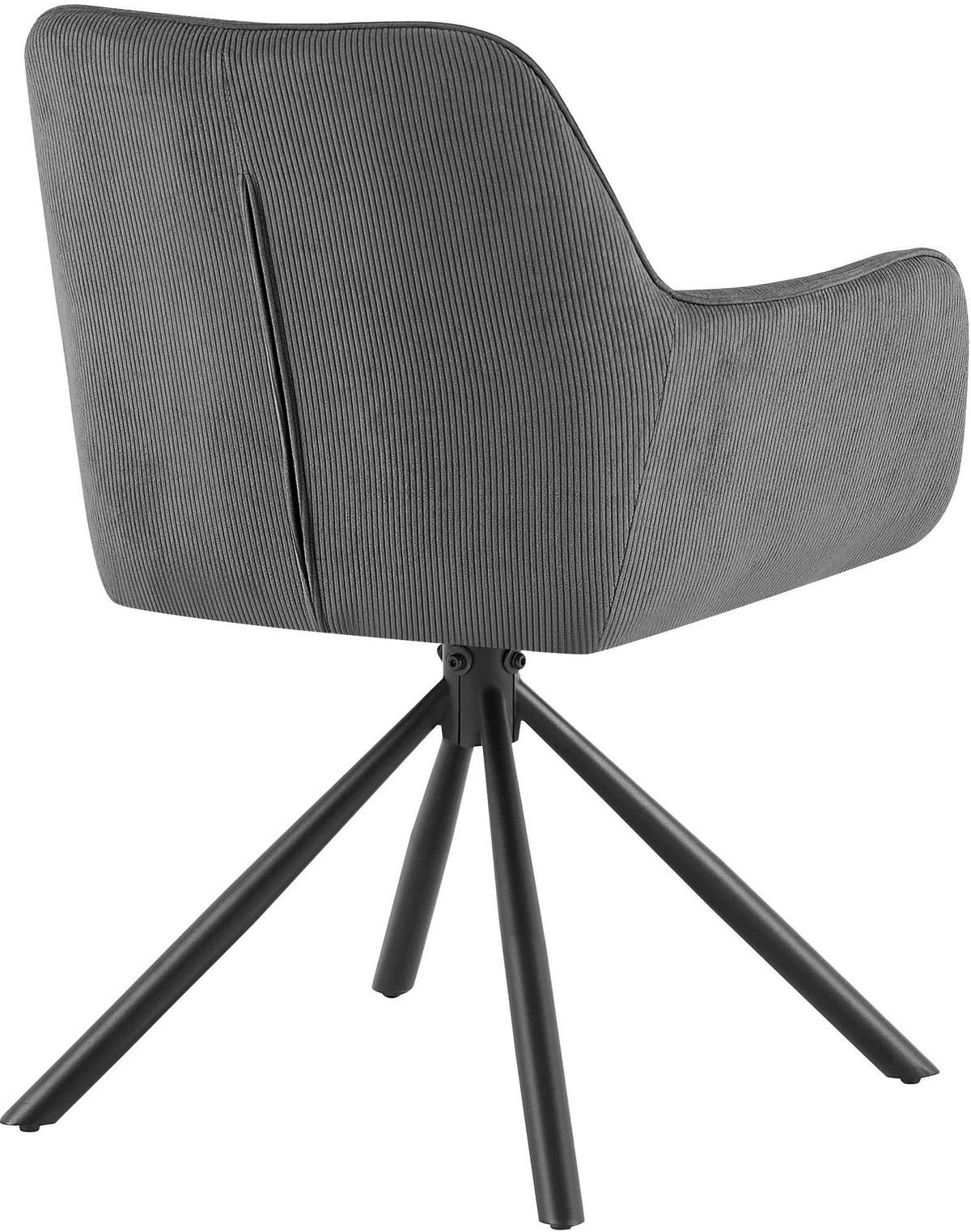 ARMLEHNENSTUHL Cord Grau - Schwarz/Grau, Textil/Metall (58/84/59cm) - CLP