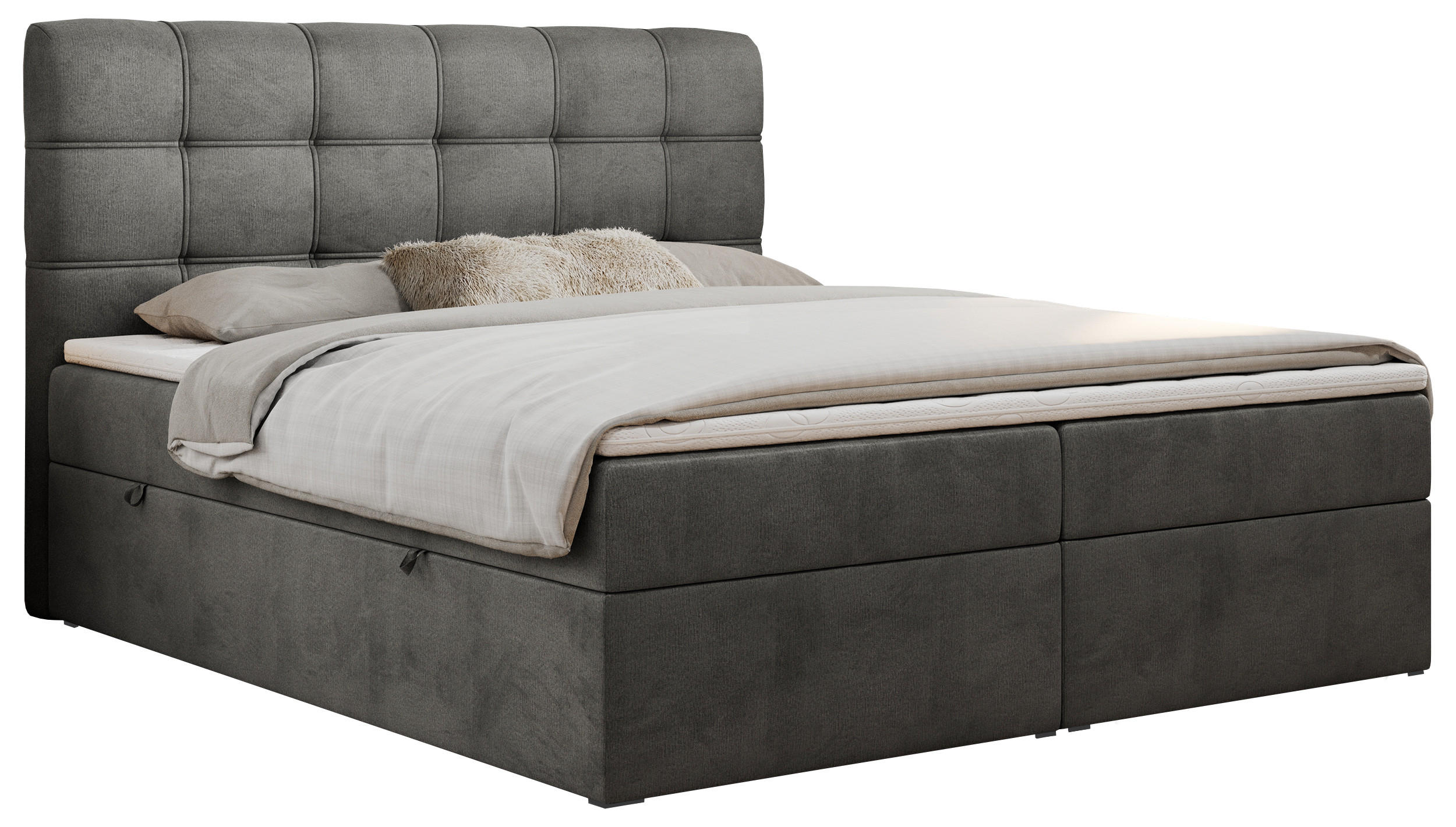 BOXBETT FAST 160/200 Dunkelgrau Velvet - H3 - Dunkelgrau, Holz/Textil (160/200cm) - MKS