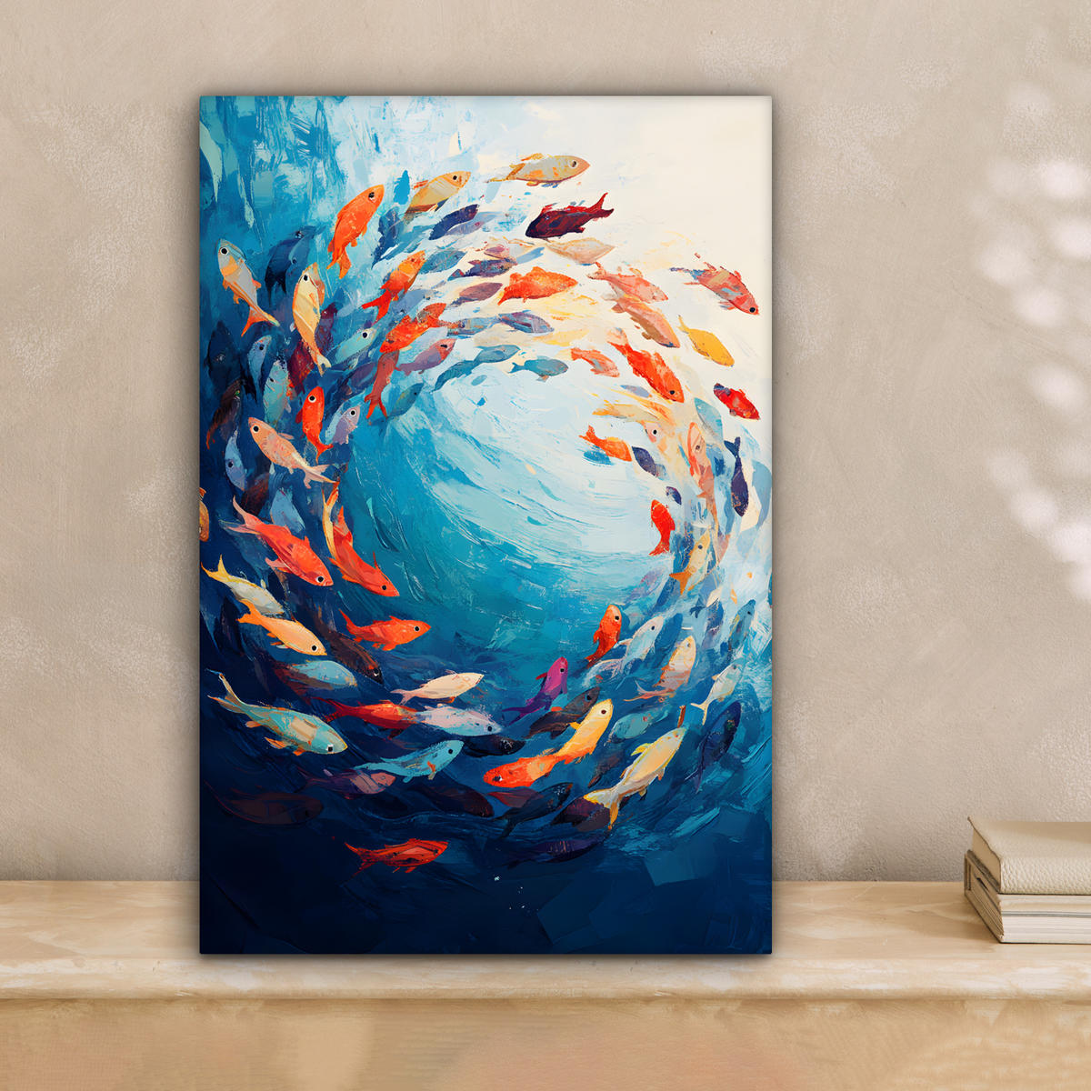 LEINWANDBILD Meer - Fische - Bunt - Dynamisch Deko Wohnzimmer 20x30 cm - Hellblau, Textil (20/30cm) - MuchoWow
