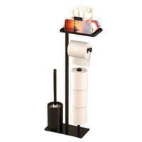 TOILETTENBÜRSTENHALTER – 2-in-1 (Weiß) 24 x 12 x 60 cm - Schwarz, Metall (12/61/24cm)