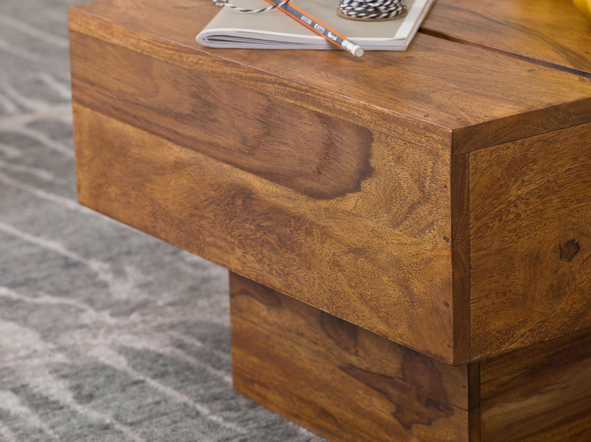BEISTELLTISCH aus Massivholz, handgefertigt, Unikat, Braun 44x44x30 cm - Braun, Holz (44/44/30cm) - KADIMA DESIGN