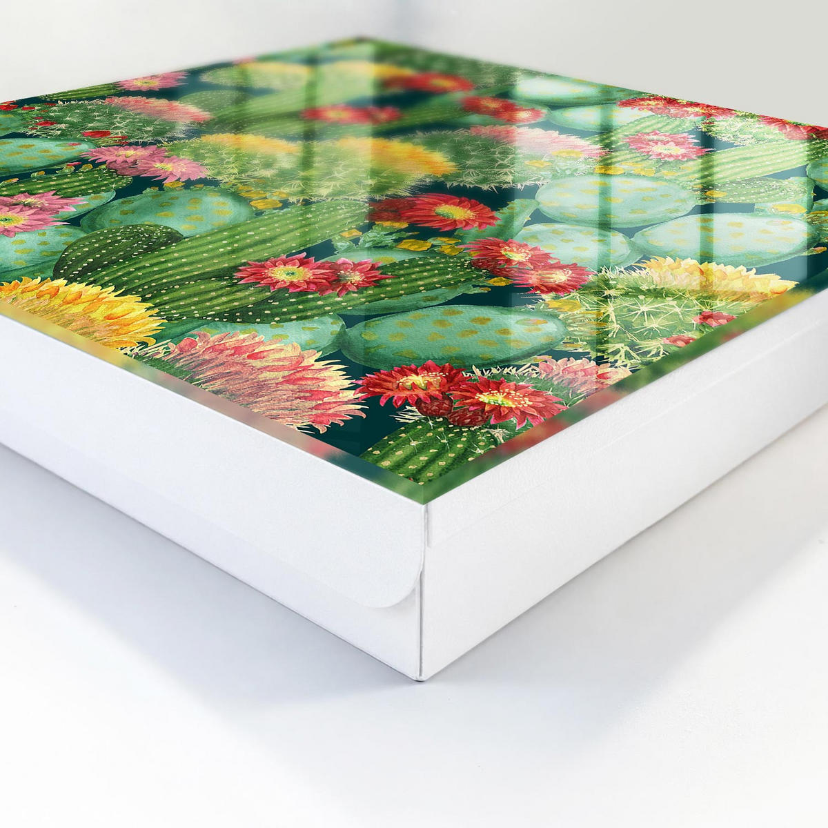 SCHLÜSSELBOX Weiß 30x30 cm – Türöffnung nach rechts - Bunter Garten - Grün, Metall (30/30/5cm) - TULUP