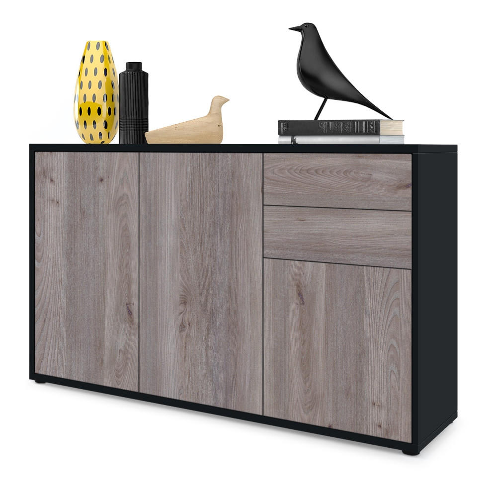 Vladon KOMMODE Silbereichen 117cm × 36cm × 74cm
