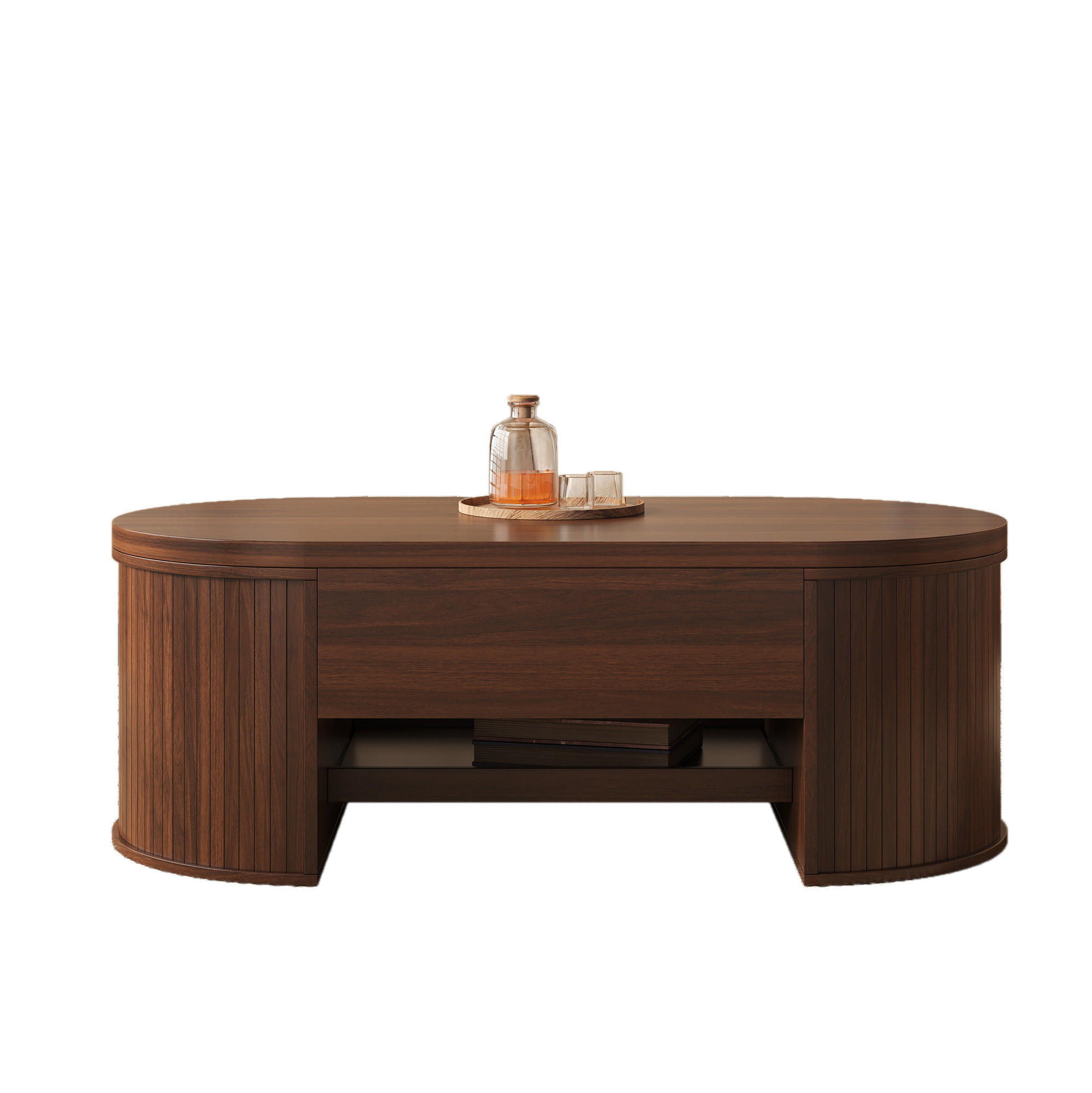 COUCHTISCH 110/55.5/40 cm in Natural Walnut aus MDF mit höhenverstellbarer Tischplatte - Naturfarben, Holzwerkstoff (110/55.5/40cm) - OKMYHOME