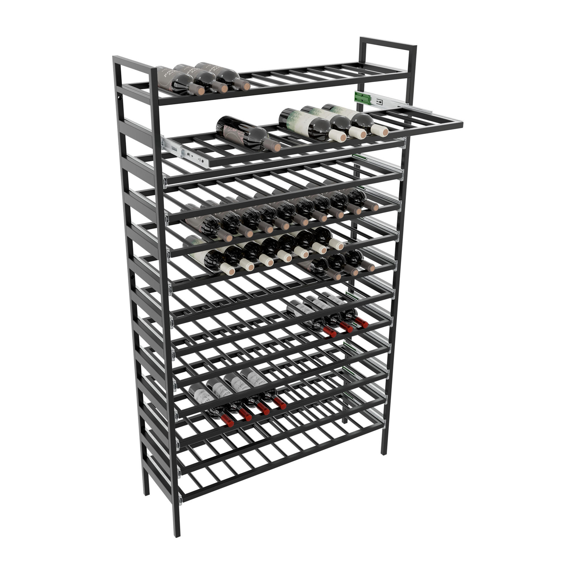 WEINREGAL Amarone Metall,Schwarz, Für 156 Weinflaschen 170/100/30cm - Schwarz, Metall (30/170/100cm) - Metalo Pro