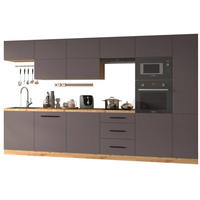 KÜCHENZEILE 340 - Langen KL1-M340 in Grau/Matt - Schwarz/Grau, Holz (340/212/58cm)