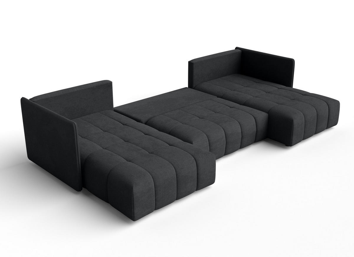 WOHNLANDSCHAFT Veliro U Dunkelgrau 353/180/83 cm mit Schlaffunktion und Bettkasten - Schwarz/Grau, Kunststoff/Textil (353/83/180cm) - AX Living