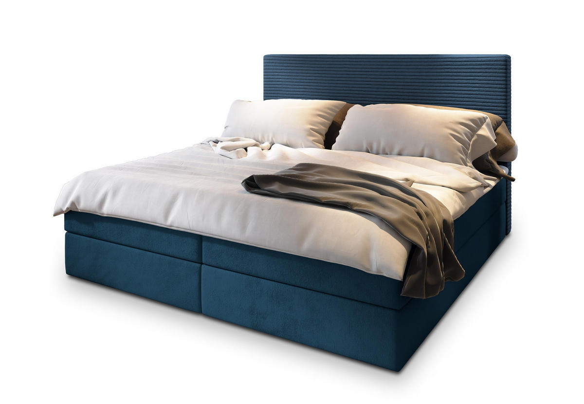 POSTEL BOXSPRING GIARRO 140x200 cm, s matrací a úložným prostorem, modrá - modrá, kompozitní dřevo/textil (140/200cm) - MASSENO