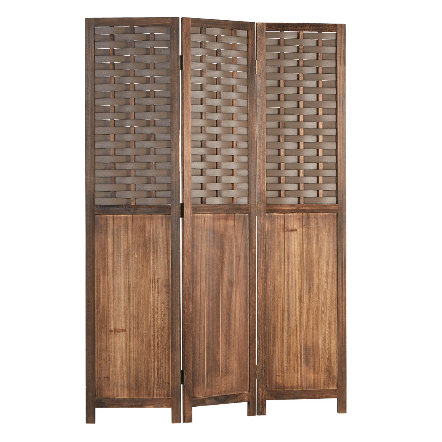 PARAVENT 3-tlg. 120/170 cm Braun Rattan geflochten - Braun, Holz (120/170/2cm) - Homestyle4u