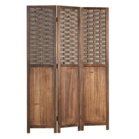 PARAVENT 3-tlg. 120/170 cm Braun Rattan geflochten - Braun, Holz (120/170/2cm) - Homestyle4u