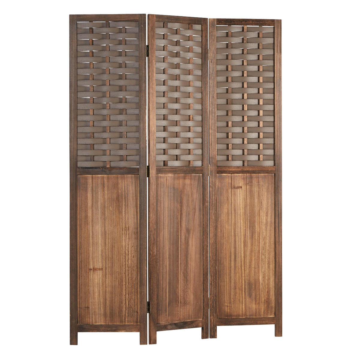 PARAVENT 3-tlg. 120/170 cm Braun Rattan geflochten - Braun, Holz (120/170/2cm) - Homestyle4u
