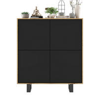 KOMMODE Apollo 4D Eiche wotan Schwarz Matt 113/127/35 cm - Schwarz, Holzwerkstoff/Metall (113/127/35cm) - Meble Lindner