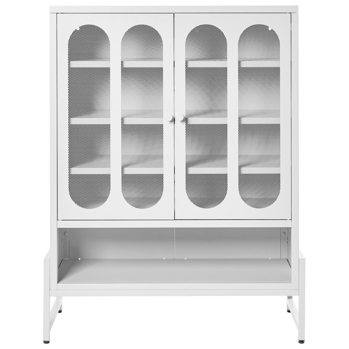 SIDEBOARD mit 2 Türen Metall Weiß Soletta - Weiß, Metall (84/108/35cm) - Beliani